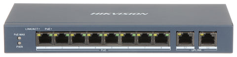 HIKVISION |  8 Port Fast Ethernet Unmanaged POE Switch | WITH 2 UPLINKS