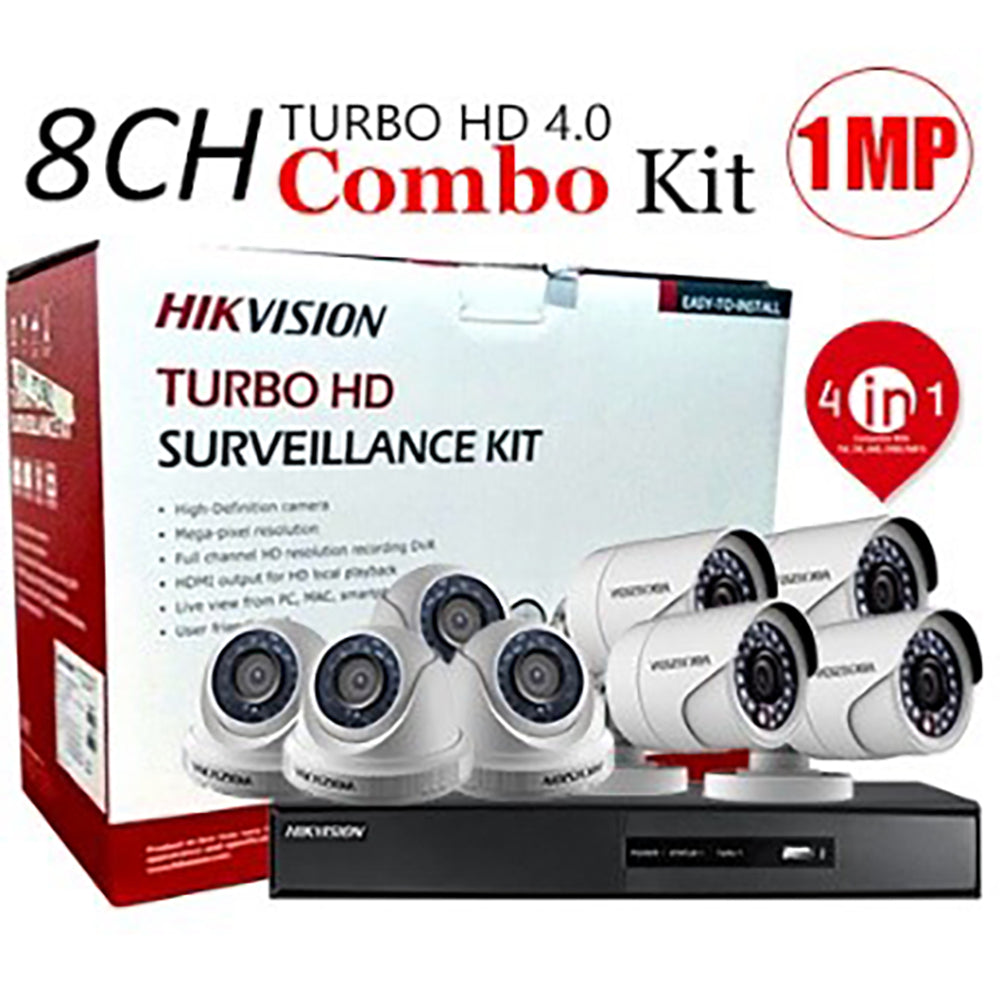 8 CHANNEL, 8 CAMERAS, 720p, 1MP, 2TB HDD, HIKVISION TURBO HD 4.0 CCTV SECURITY SURVEILLANCE PKG-3 - checkwayelectrotech.com